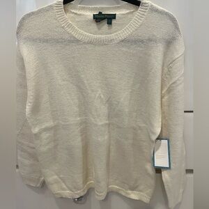 NWT 90s white Maxine Marsh Vintage Hand-loomed Crew Neck Soft ladies Sweater QVC